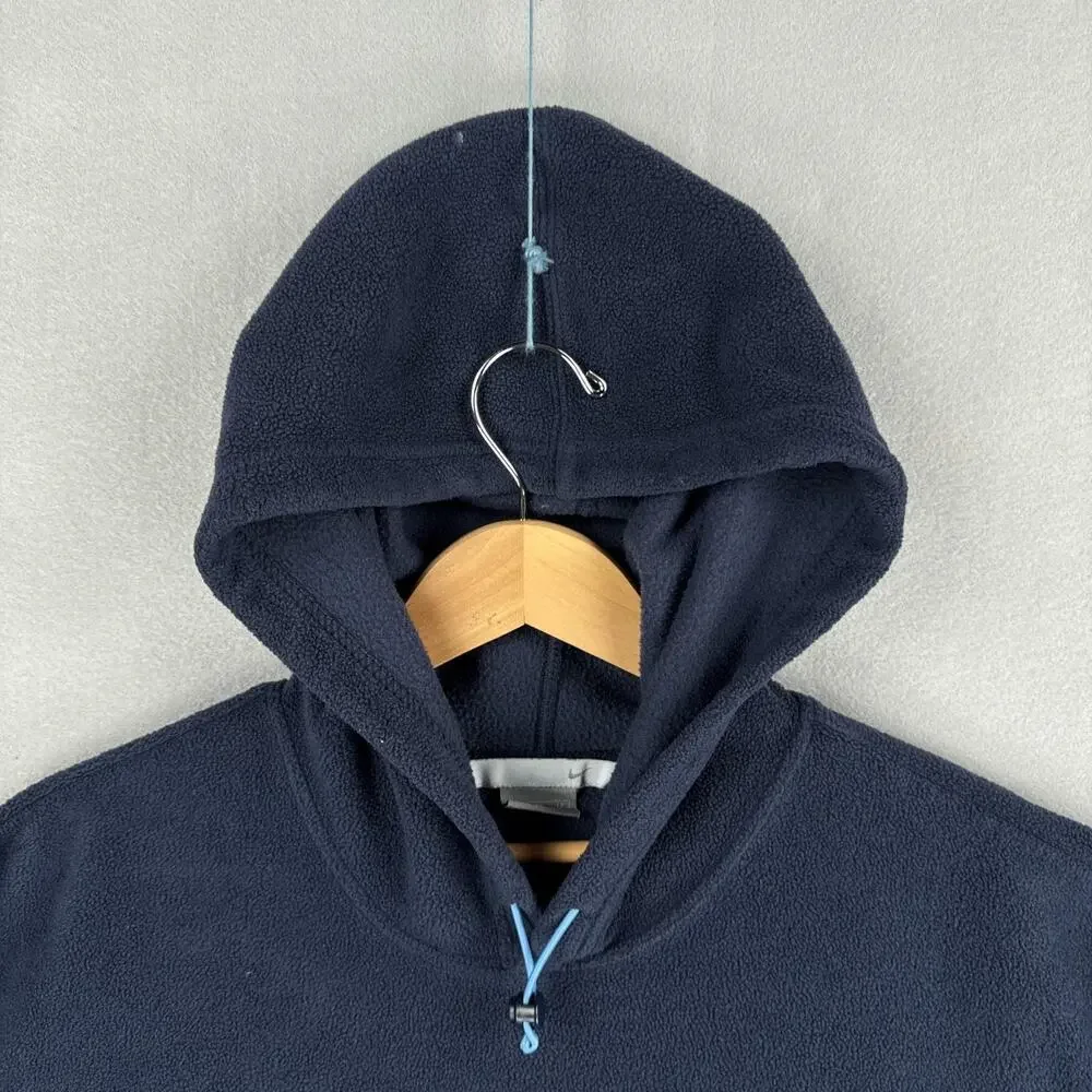 Vintage Nike Hoodie Mens XL Navy Blue Fleece Pullover Kangaroo Pocket Sweatshirt